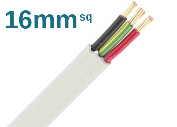 16mm 2 Core & Earth Flat Cable White Sheath 100 Metre Drum