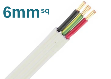 6mm 2 Core & Earth Flat Cable White Sheath 100 Metre Drum